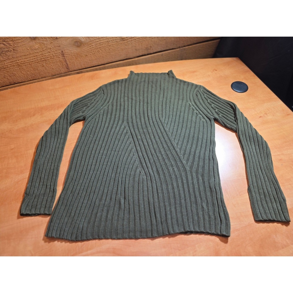 Express World Brand Olive Green Ribbed Mock Neck Sweater Large Women Long Sleeve